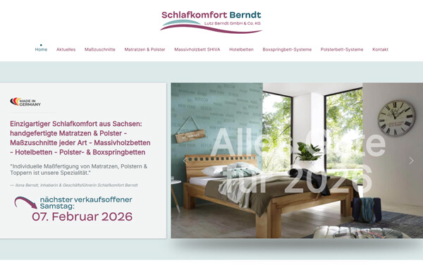 Webseite Schlafkomfort Berndt